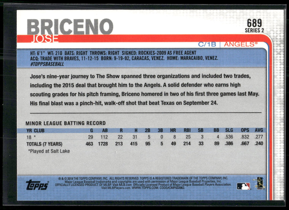 2019 Topps #689 Jose Briceno