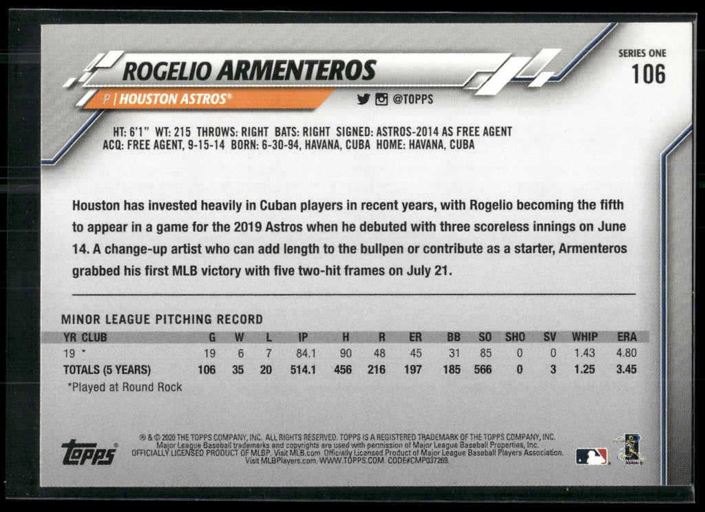 2020 Topps #106 Rogelio Armenteros