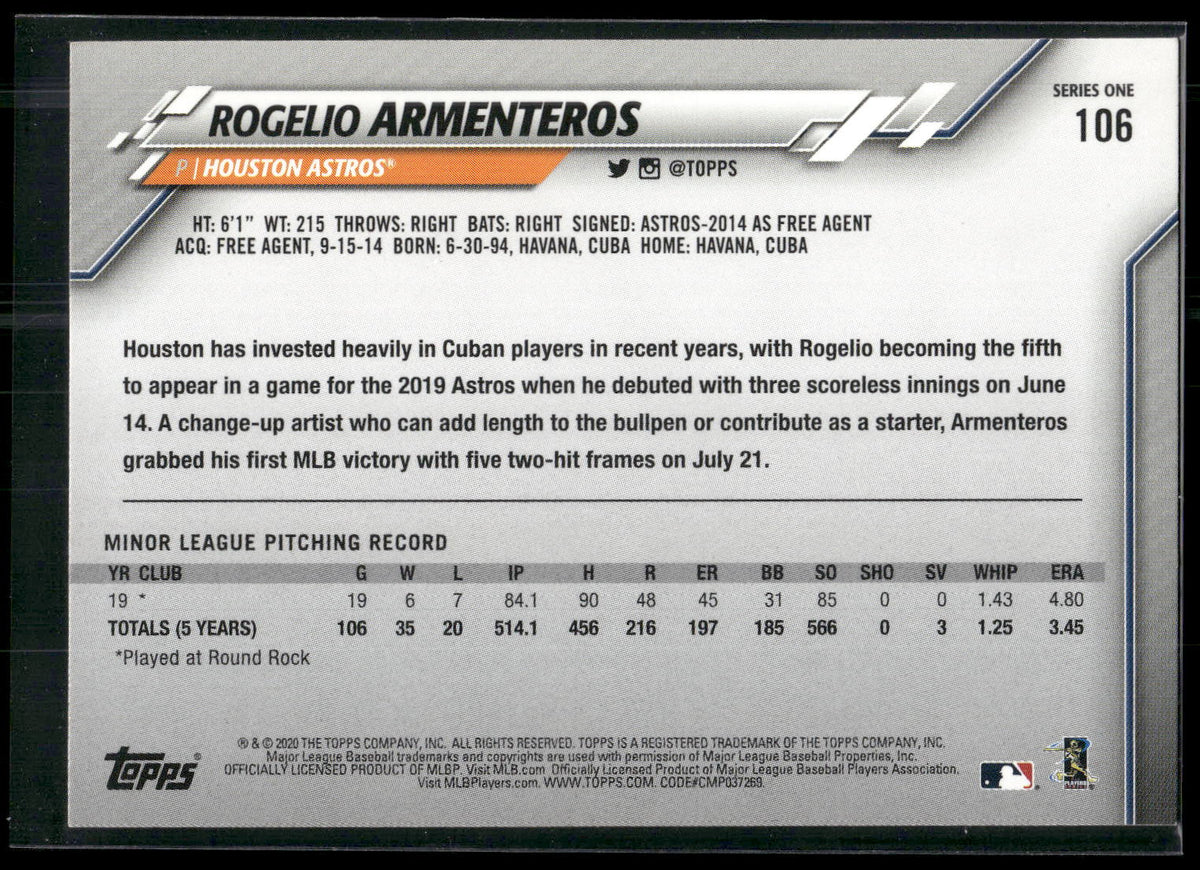 2020 Topps #106 Rogelio Armenteros