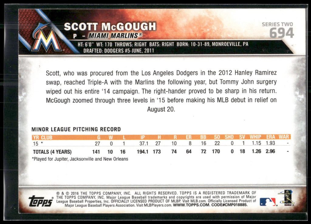 2016 Topps #694 Scott McGough