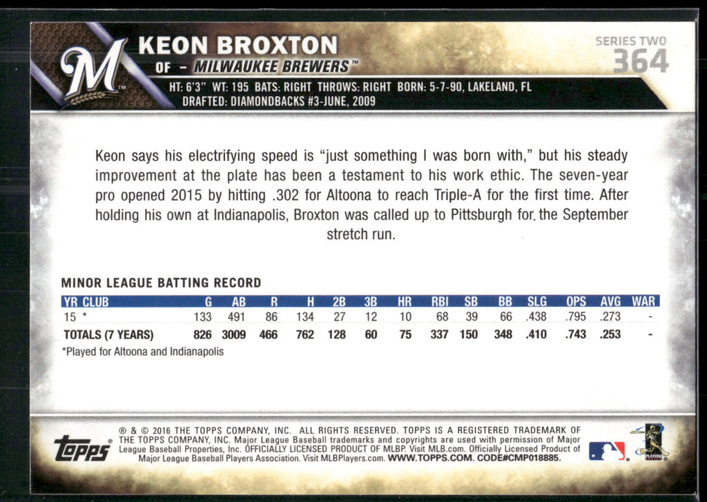 2016 Topps #364 Keon Broxton
