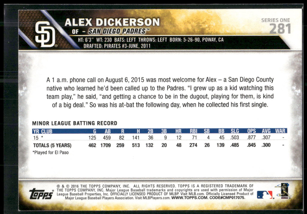 2016 Topps #281 Alex Dickerson