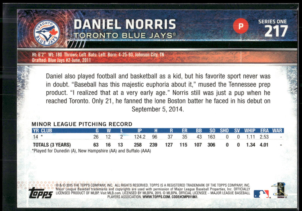 2015 Topps #217 Daniel Norris