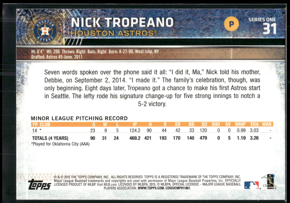 2015 Topps #31 Nick Tropeano