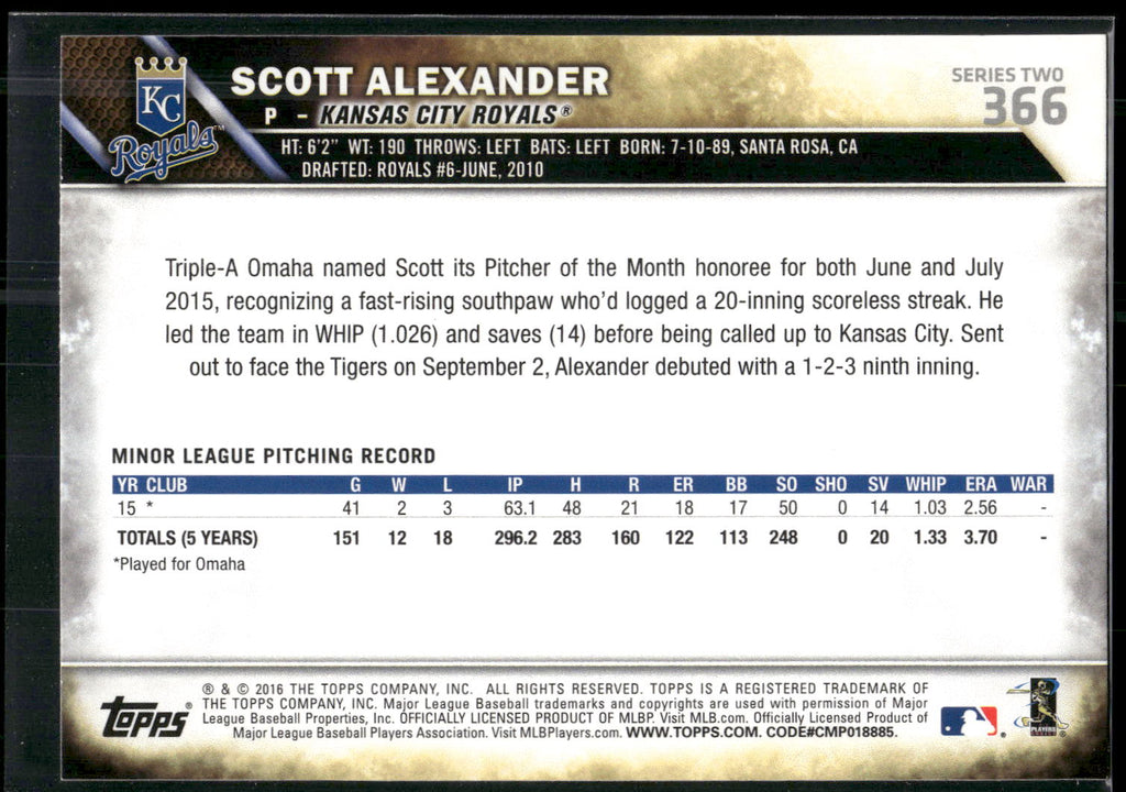 2016 Topps #366 Scott Alexander
