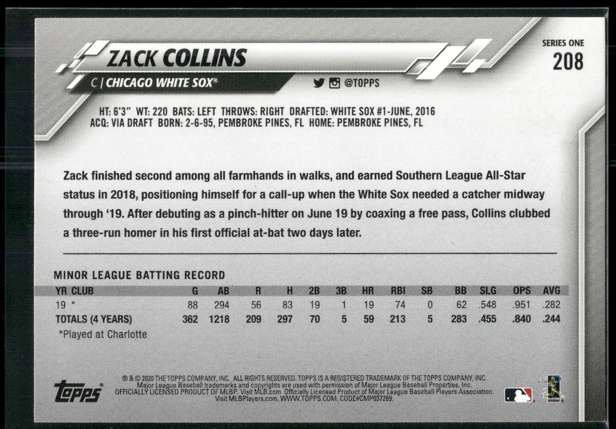 2020 Topps #208 Zack Collins