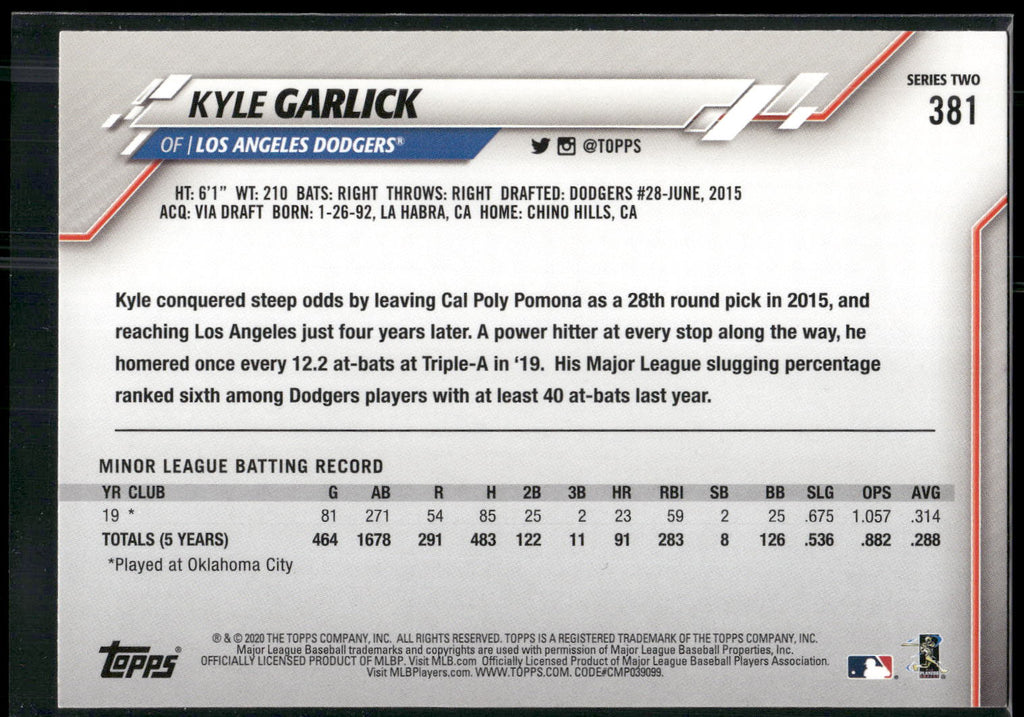 2020 Topps #381 Kyle Garlick