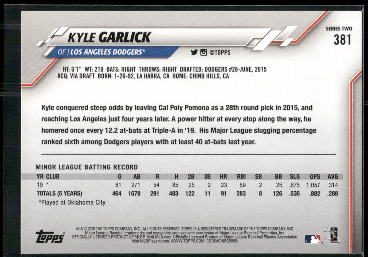 2020 Topps #381 Kyle Garlick