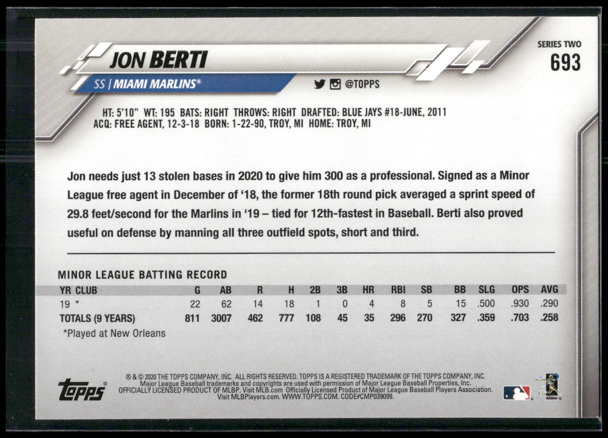 2020 Topps #693 Jon Berti
