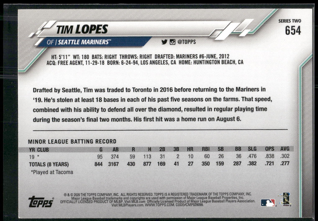 2020 Topps #654 Tim Lopes