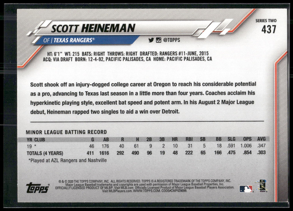 2020 Topps #437 Scott Heineman