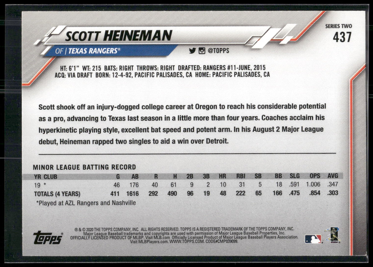 2020 Topps #437 Scott Heineman