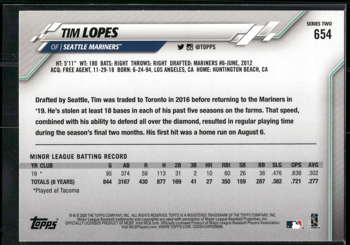 2020 Topps #654 Tim Lopes