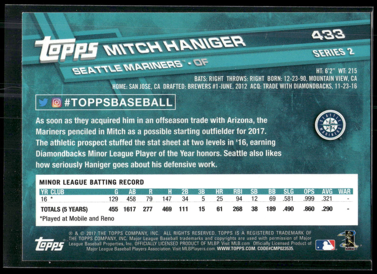 2017 Topps #433 Mitch Haniger