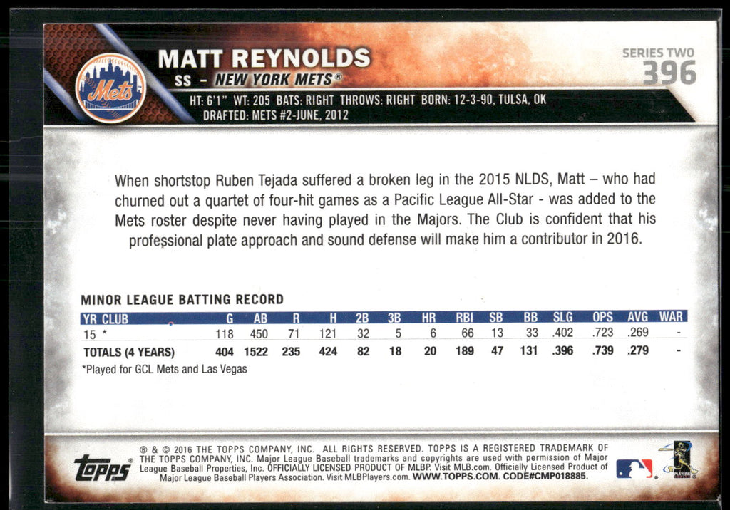 2016 Topps #396 Matt Reynolds