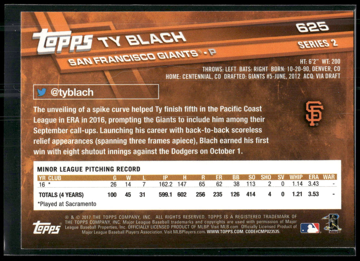 2017 Topps #625 Ty Blach
