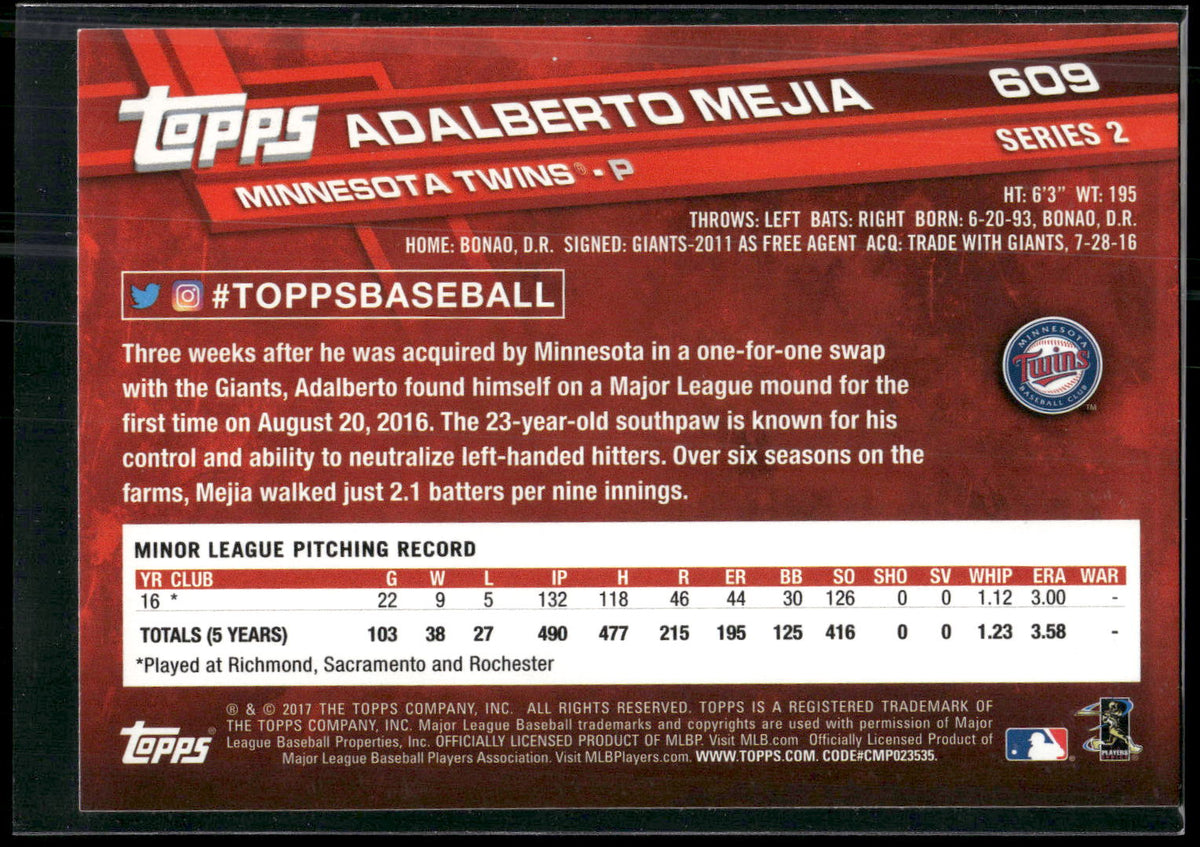 2017 Topps #609 Adalberto Mejia