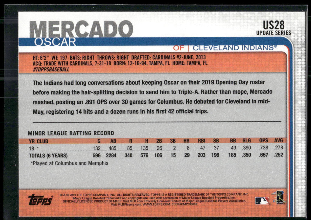 2019 Topps Update #US28 Oscar Mercado