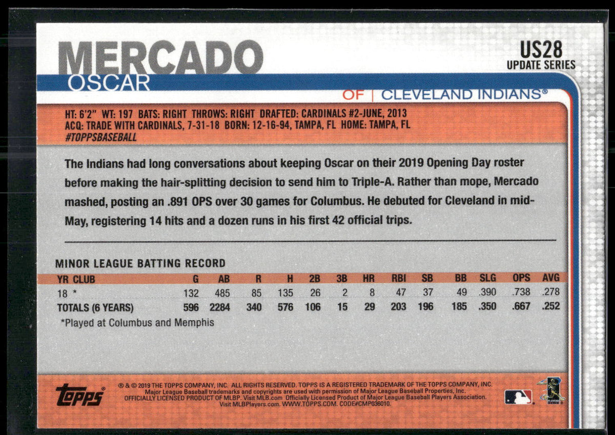 2019 Topps Update #US28 Oscar Mercado