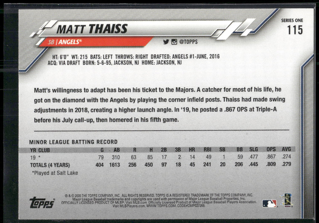 2020 Topps #115 Matt Thaiss