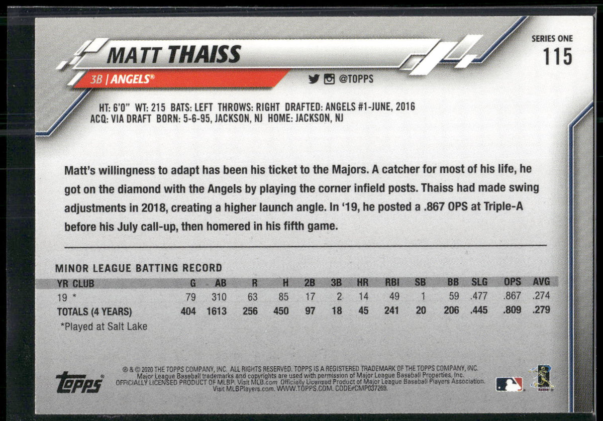 2020 Topps #115 Matt Thaiss