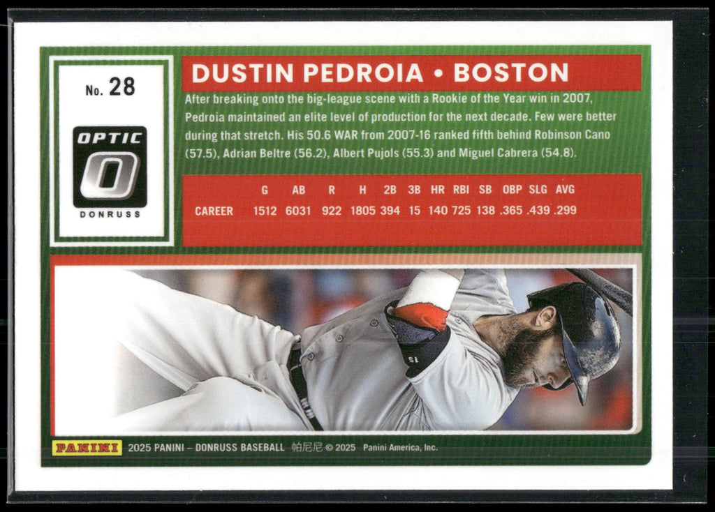 2025 Donruss #28 Dustin Pedroia Optic
