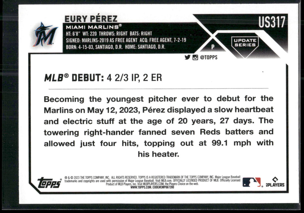 2023 Topps Update #US317 Eury Pérez