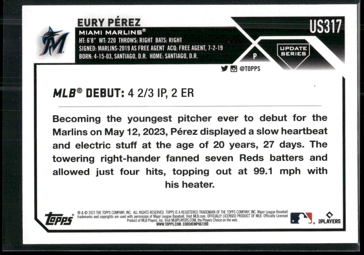 2023 Topps Update #US317 Eury Pérez