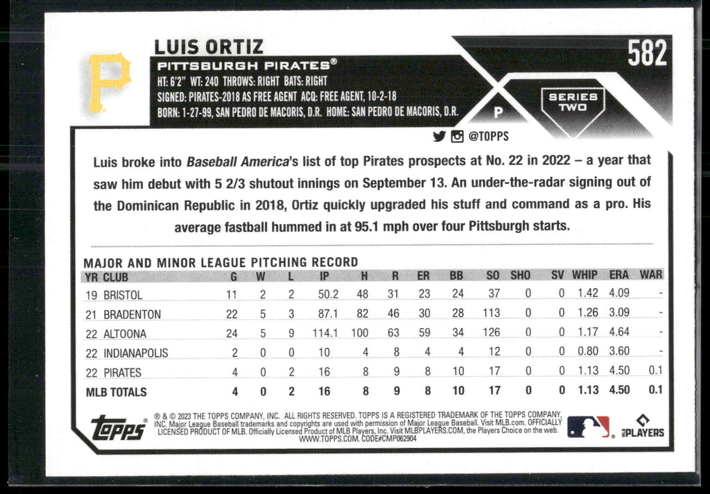 2023 Topps #582 Luis Ortiz