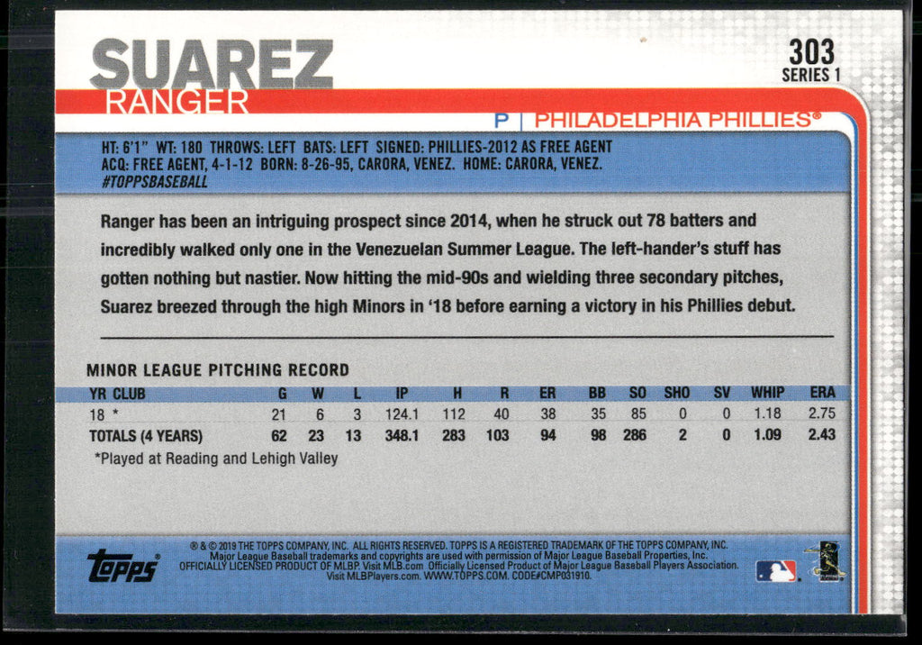2019 Topps #303 Ranger Suarez
