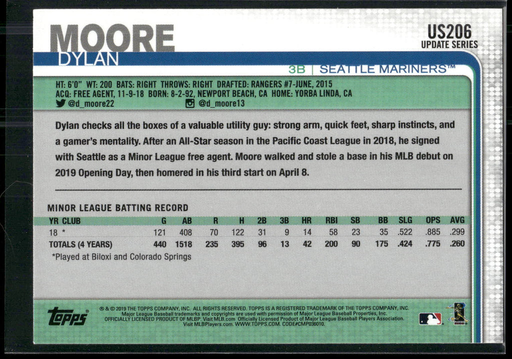 2019 Topps Update #US206 Dylan Moore