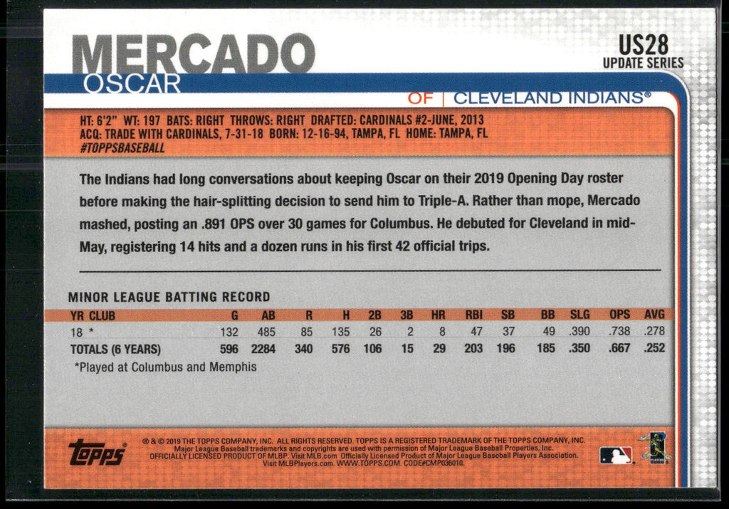 2019 Topps Update #US28 Oscar Mercado