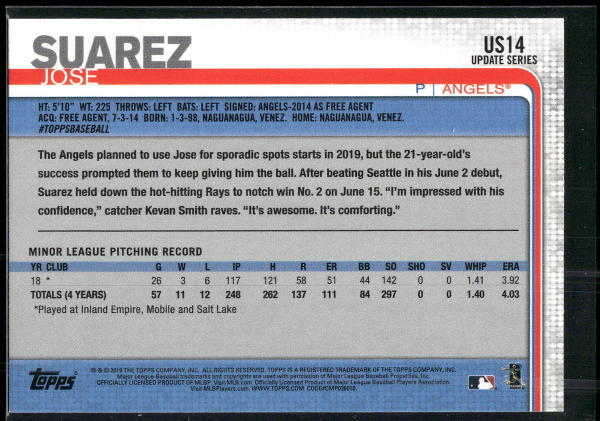 2019 Topps Update #US14 Jose Suarez