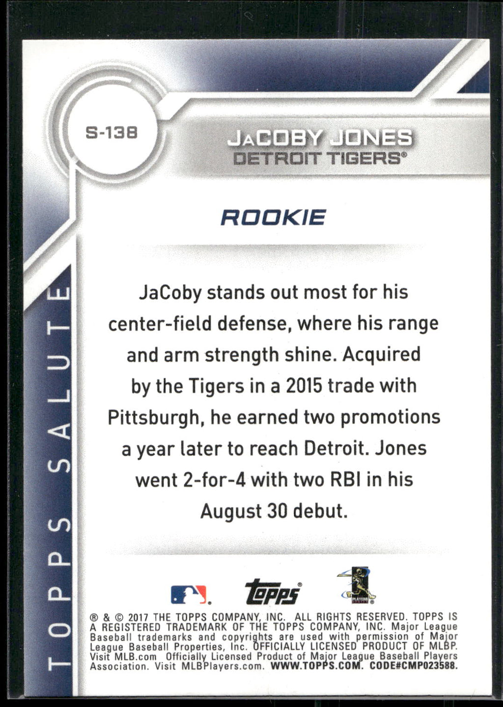 2017 Topps #S-138 JaCoby Jones Salute