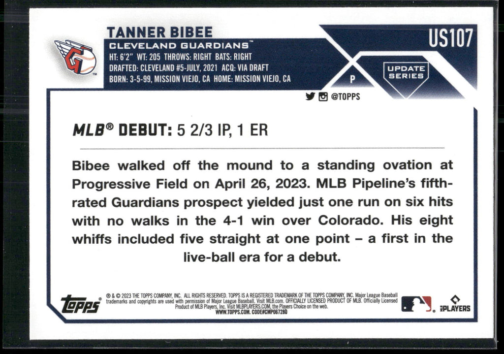 2023 Topps Update #US107 Tanner Bibee
