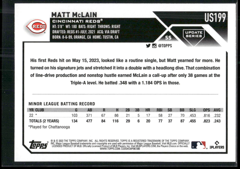 2023 Topps Update #US199 Matt McLain