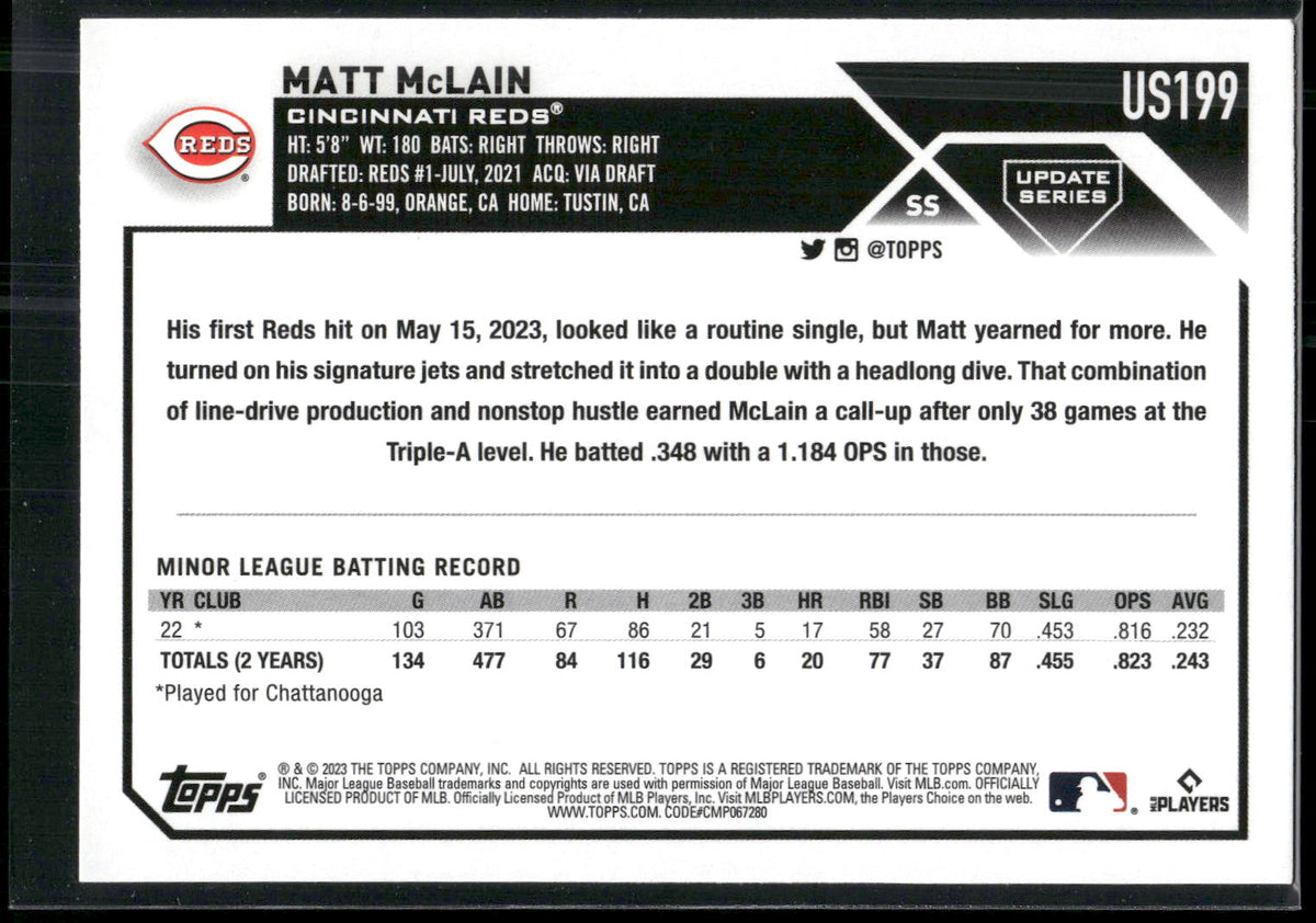 2023 Topps Update #US199 Matt McLain