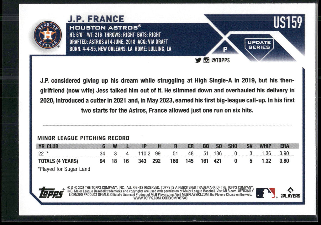 2023 Topps Update #US159 J.P. France