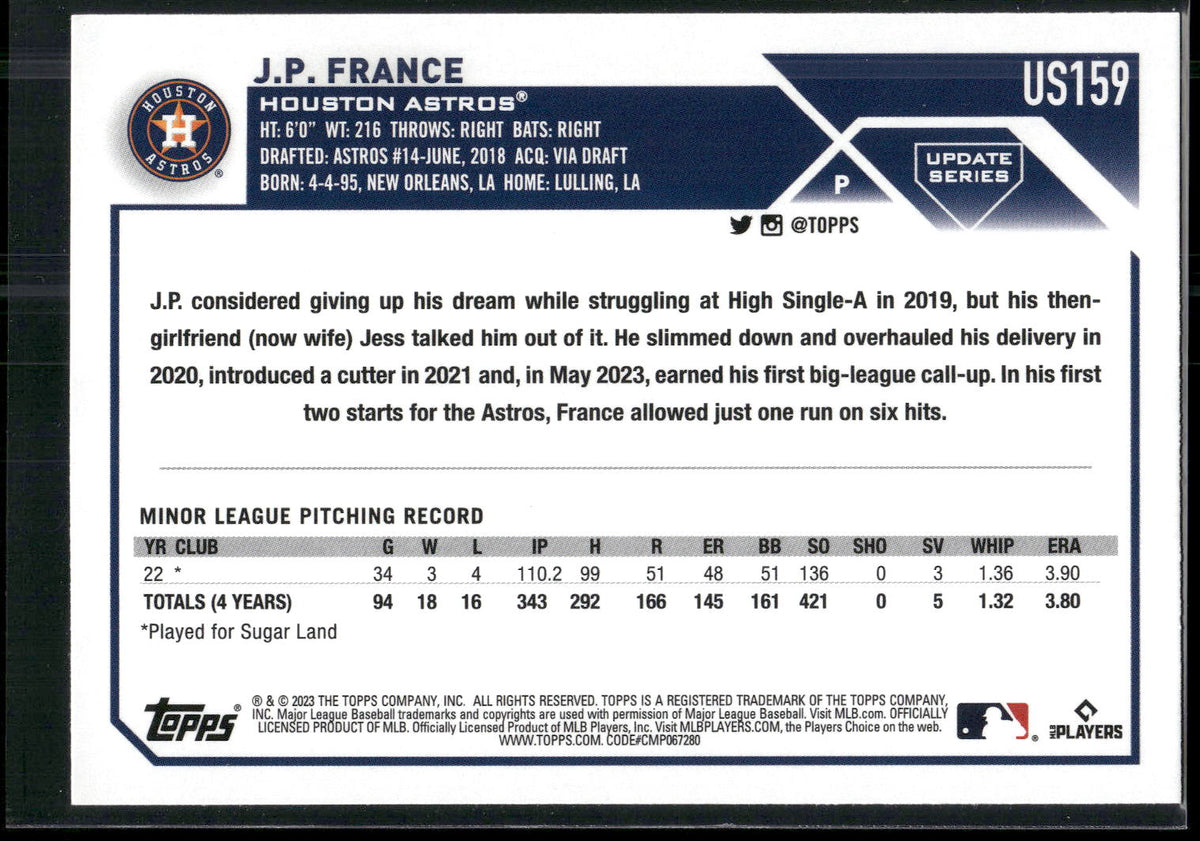 2023 Topps Update #US159 J.P. France