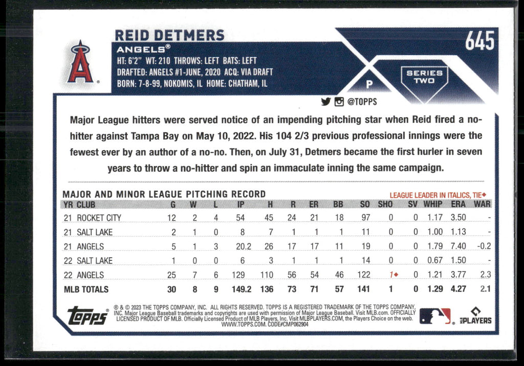 2023 Topps #645 Reid Detmers