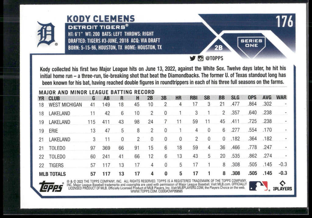2023 Topps #176 Kody Clemens