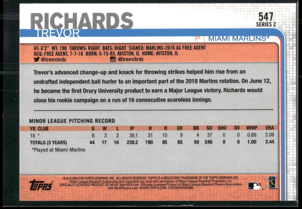 2019 Topps #547 Trevor Richards