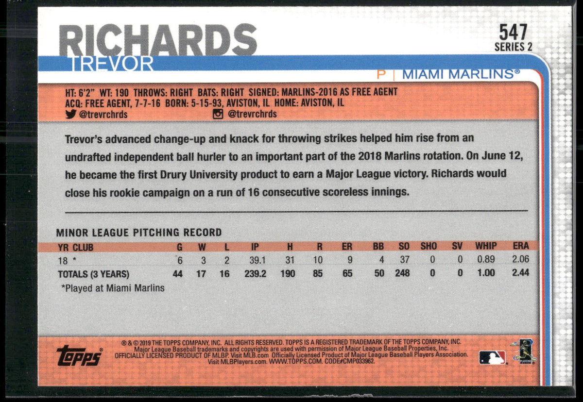 2019 Topps #547 Trevor Richards