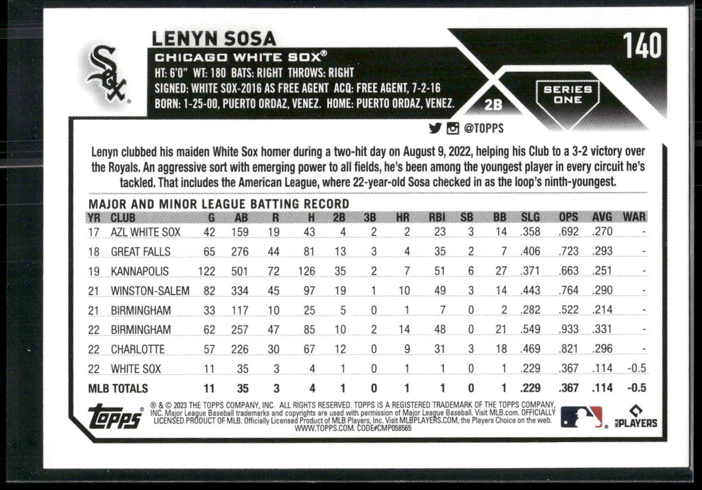 2023 Topps #140 Lenyn Sosa