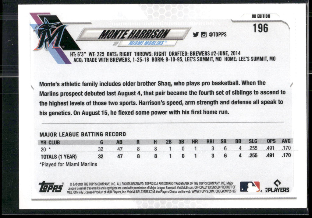 2021 Topps #126a Monte Harrison