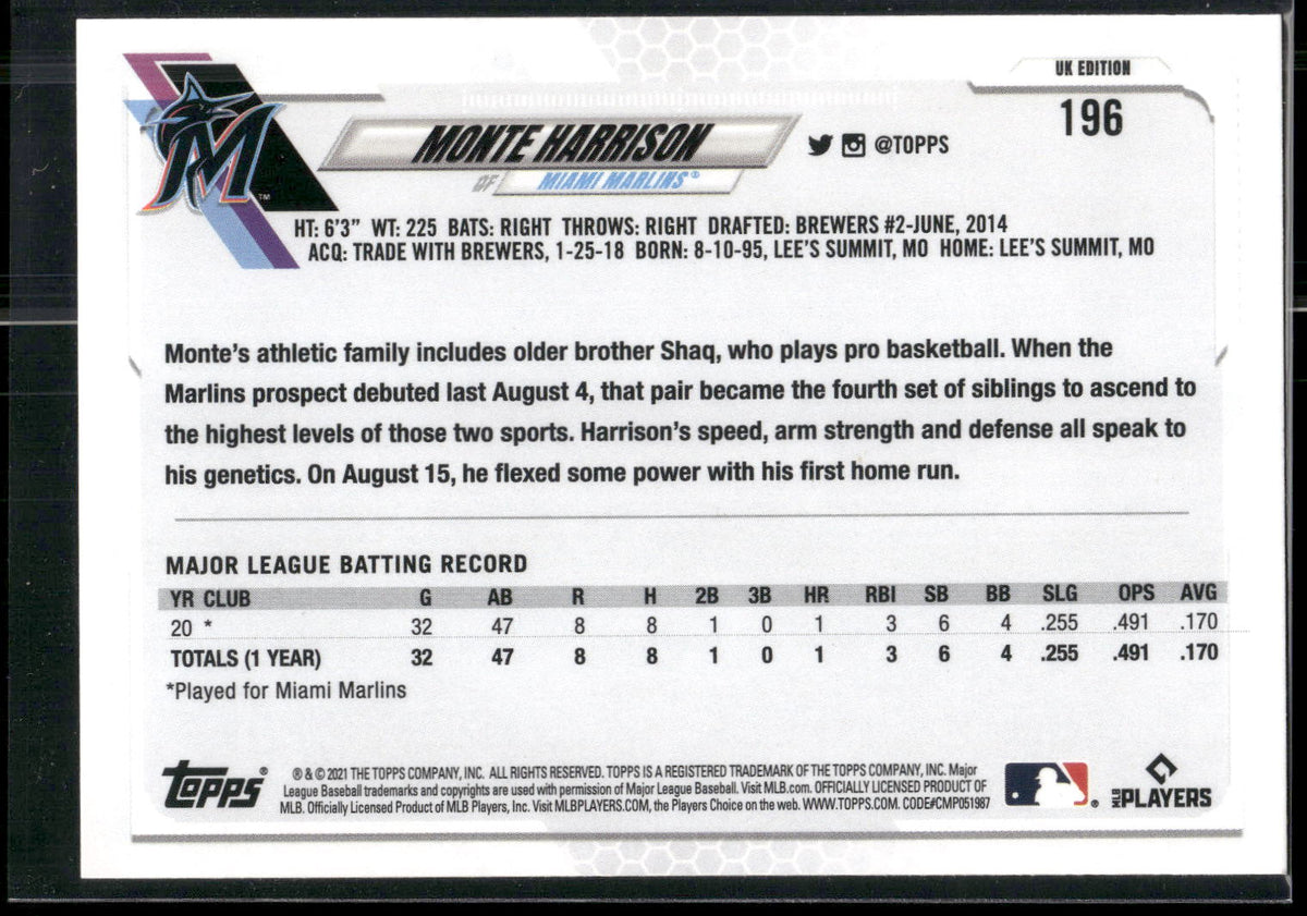 2021 Topps #126a Monte Harrison