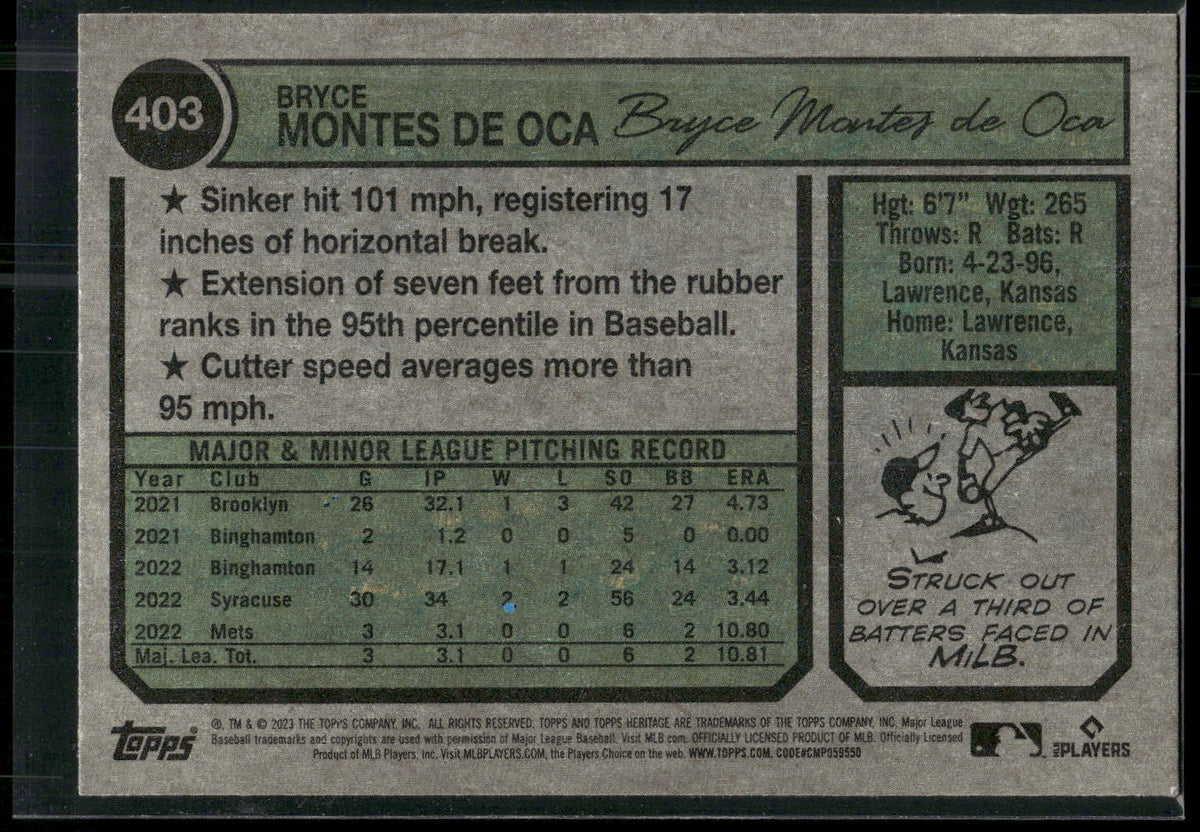 2023 Topps Heritage #403 Bryce Montes de Oca