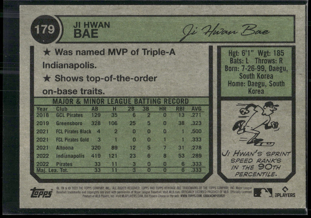 2023 Topps Heritage #179 Ji Hwan Bae
