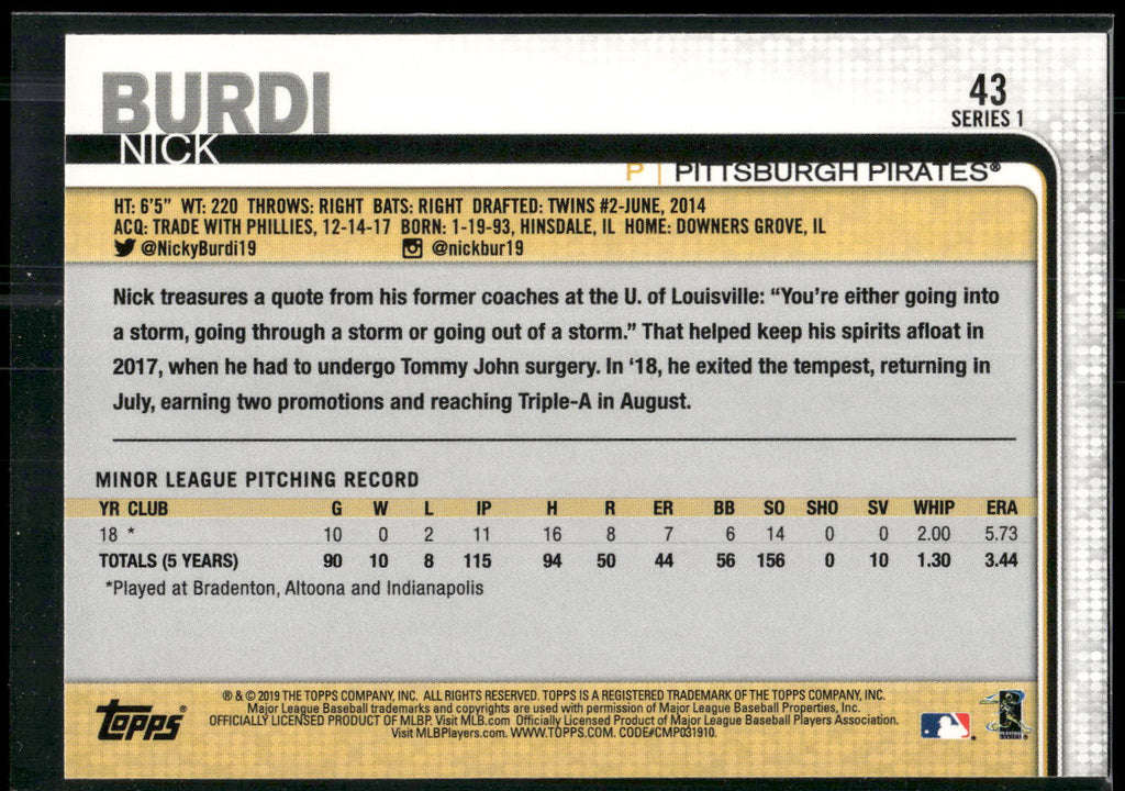 2019 Topps #43 Nick Burdi