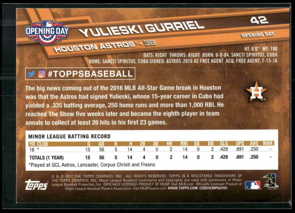 2017 Topps #299 Yulieski Gurriel